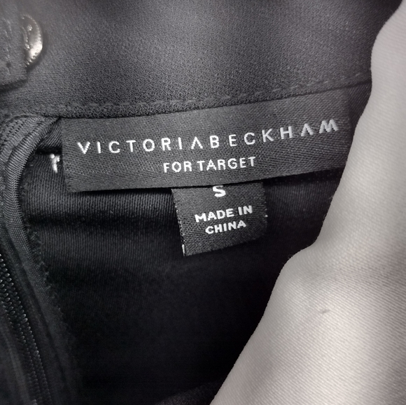 Victoria Beckham White Collar and Cuffs Black Block Dress l Size small l Goth - Picture 3 of 7